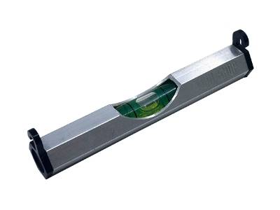 Cylindrical bubble level vial with alloy frame